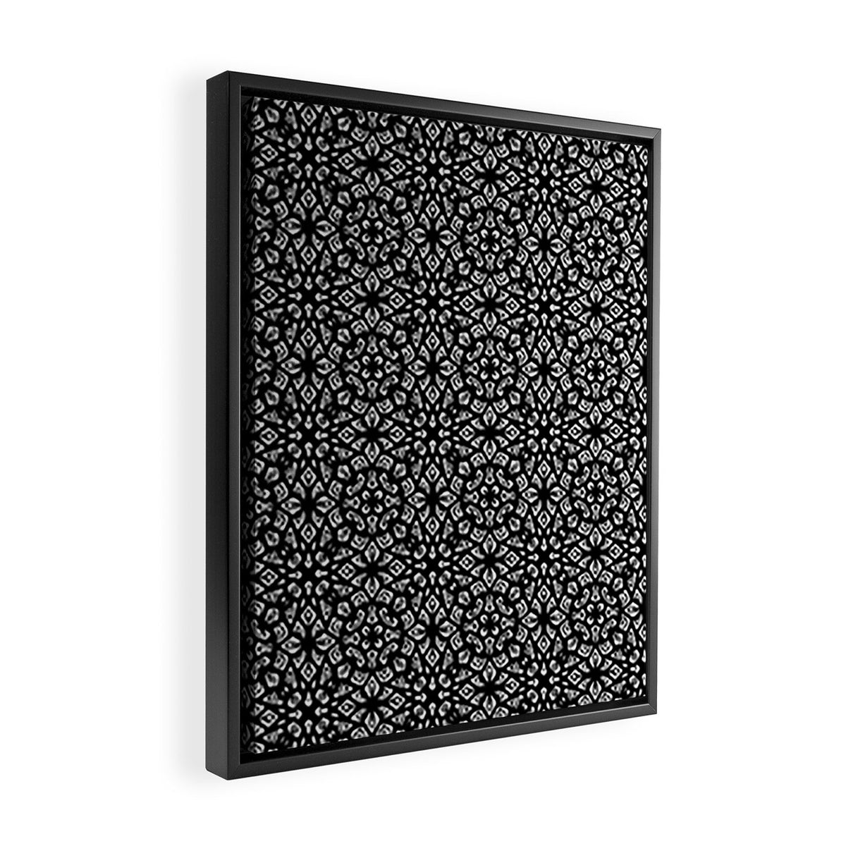 Black and White Mandala Pattern Framed Canvas Print Gallery Image 2