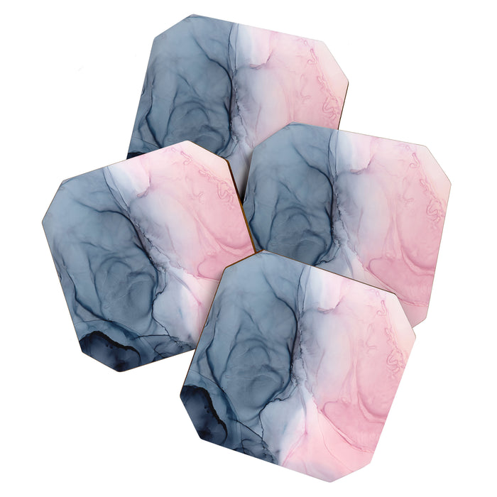 Blush and Payne's Gray Abstract Split Coaster Gallery Image 1