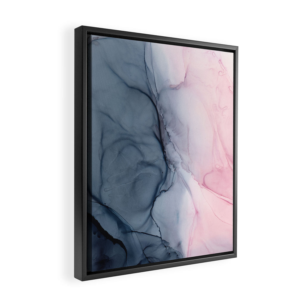 Blush and Payne's Gray Abstract Split Framed Canvas Print Gallery Image 2