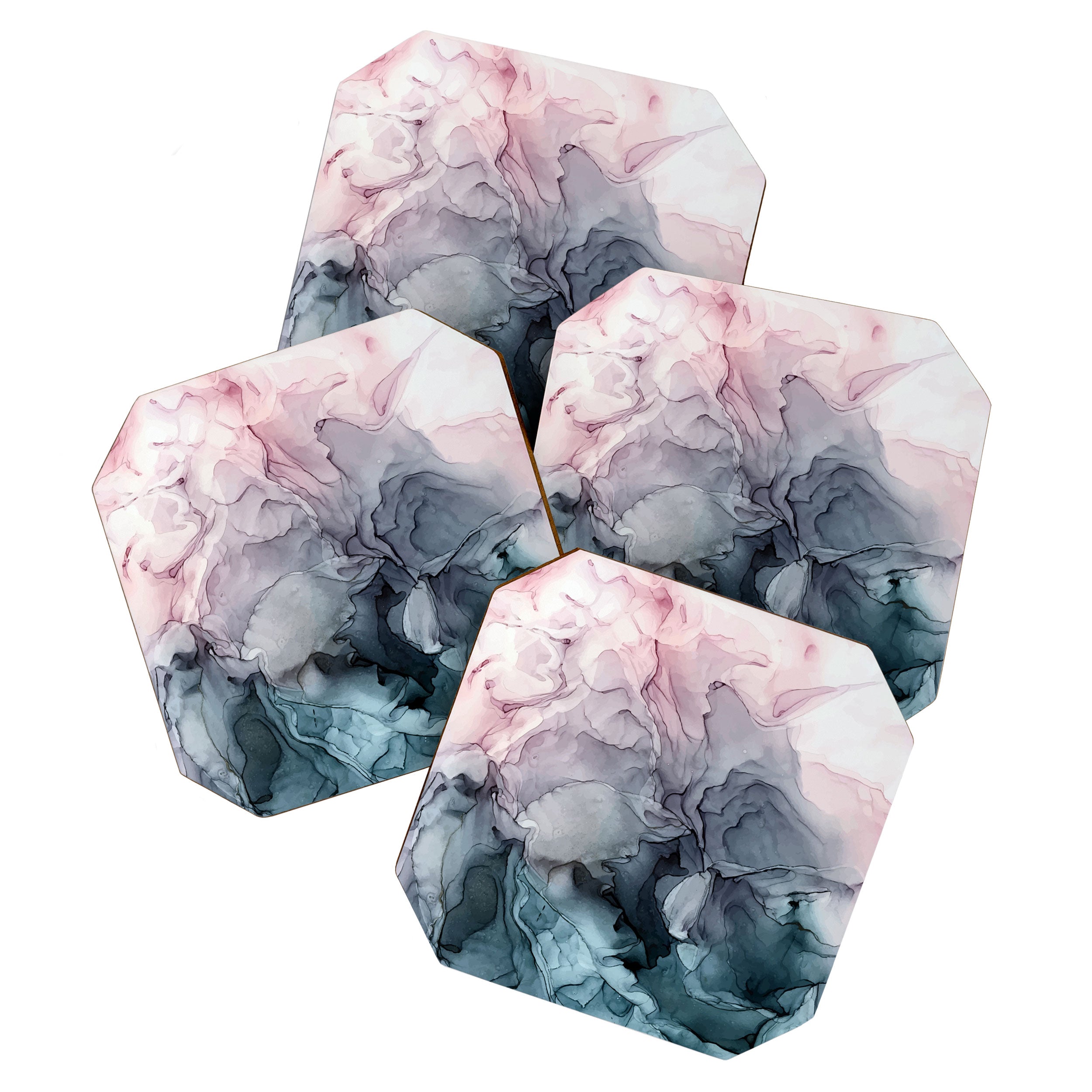 Blush and Paynes Gray Flowing Abstract Reflect Coaster Gallery Image 1
