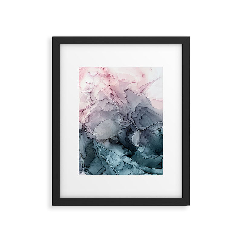 Blush and Paynes Gray Flowing Abstract Reflect Framed Art Print Gallery Image 6