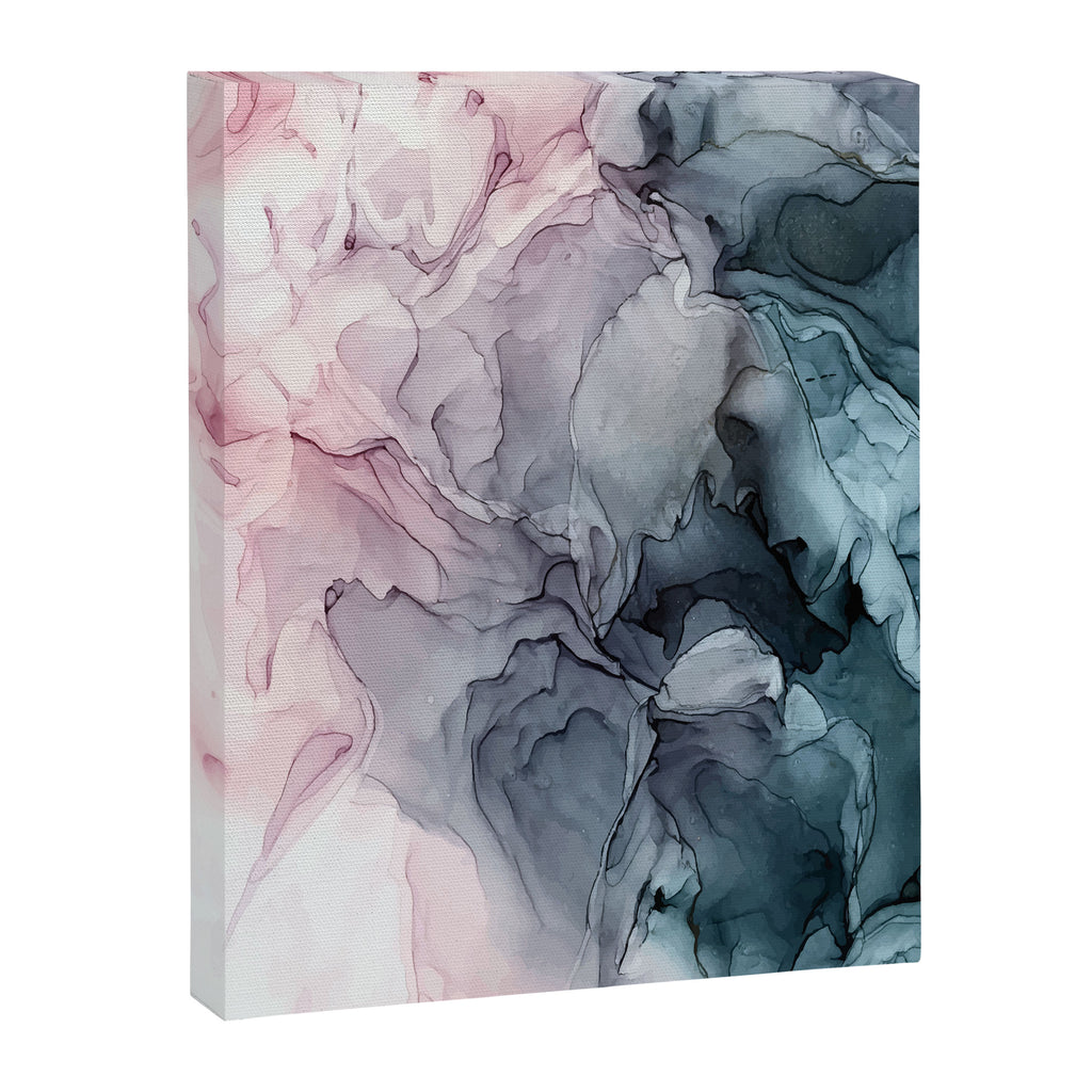 Blush and Payne's Grey Flowing Abstract Painting Canvas Print Gallery Image 3