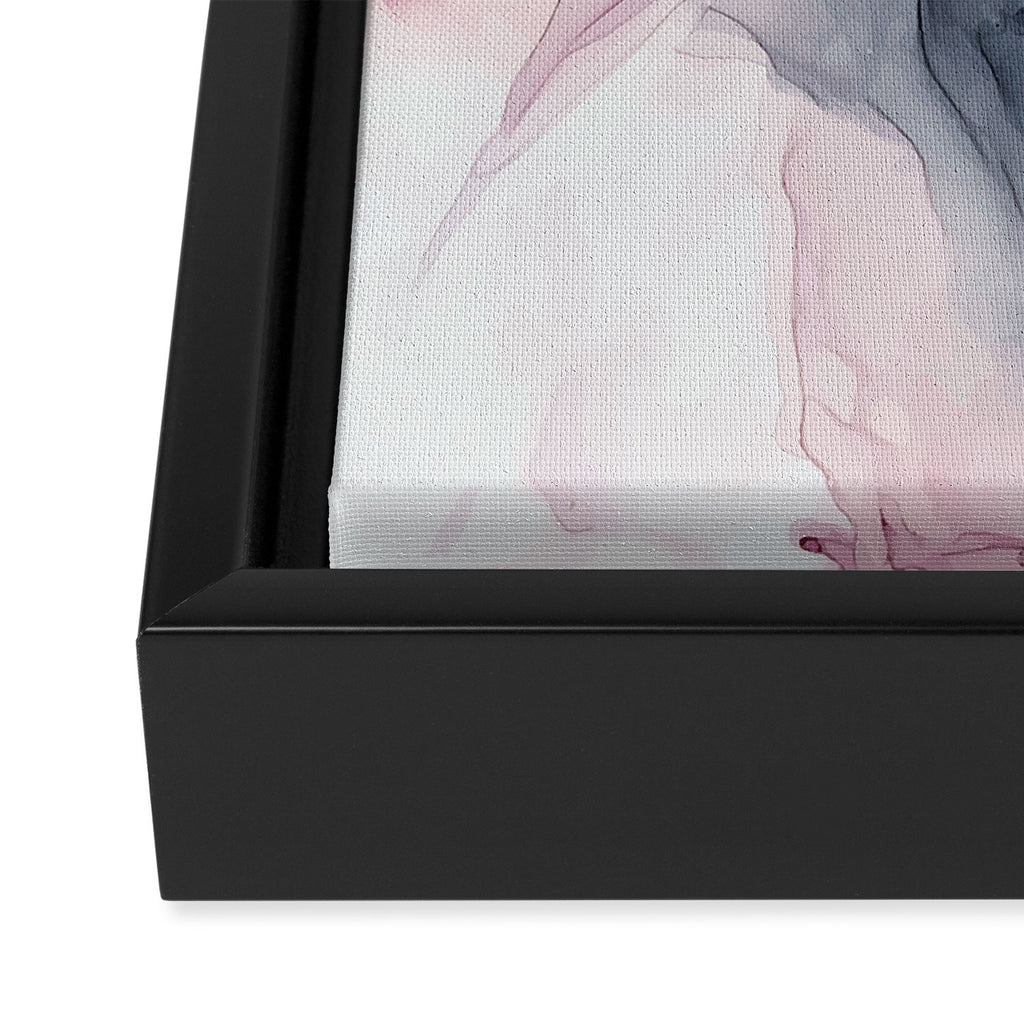 Blush and Payne's Grey Flowing Abstract Painting Framed Canvas Print Gallery Image 3