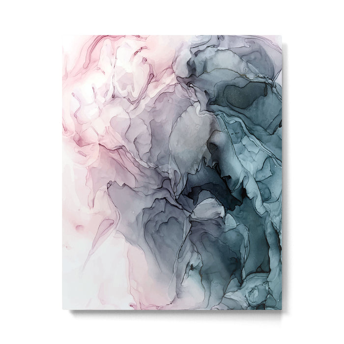 Blush and Payne's Grey Flowing Abstract Painting Metal Print Gallery Image 1
