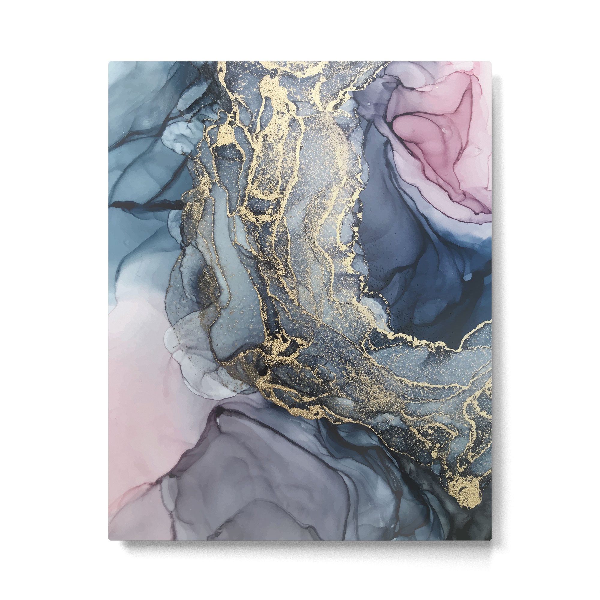 Blush, Payne's Gray and Gold Metallic Abstract Metal Print Gallery Image 4