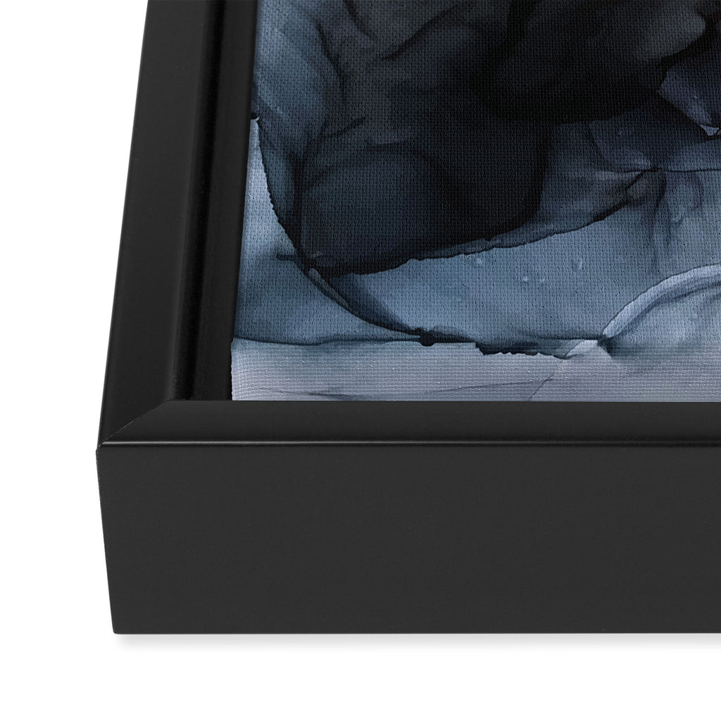 Calm but Dramatic Light Monochromatic Black & Grey Abstract Framed Canvas Print Gallery Image 3