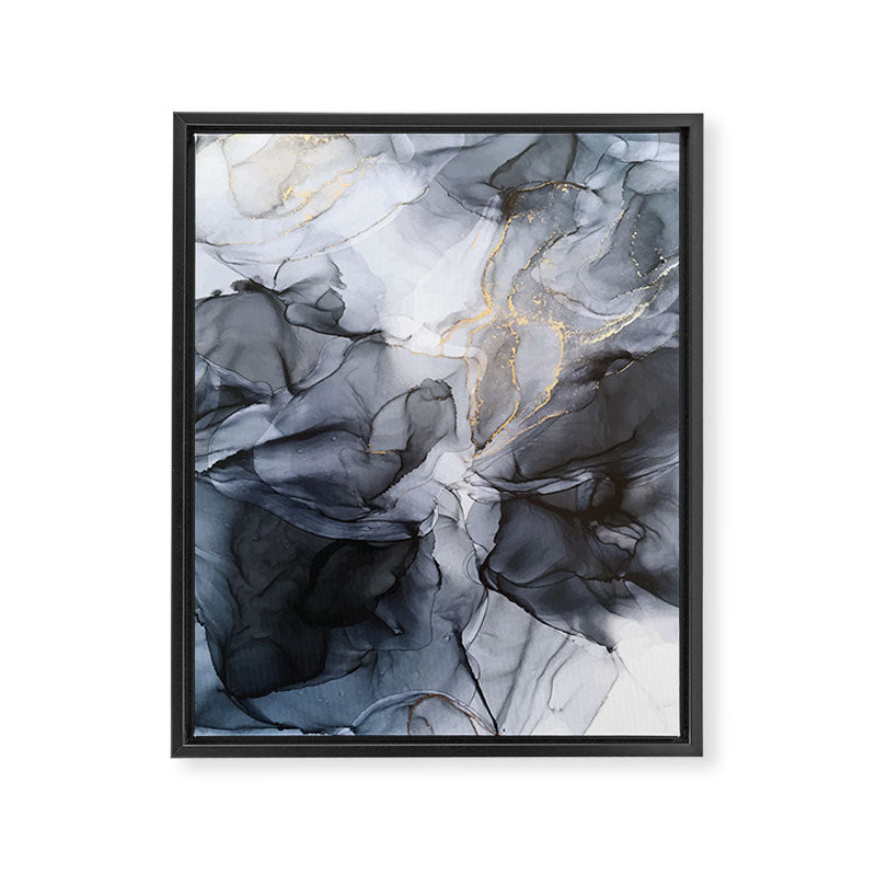 Calm but Dramatic Light Monochromatic Black & Grey Abstract Framed Canvas Print Gallery Image 6
