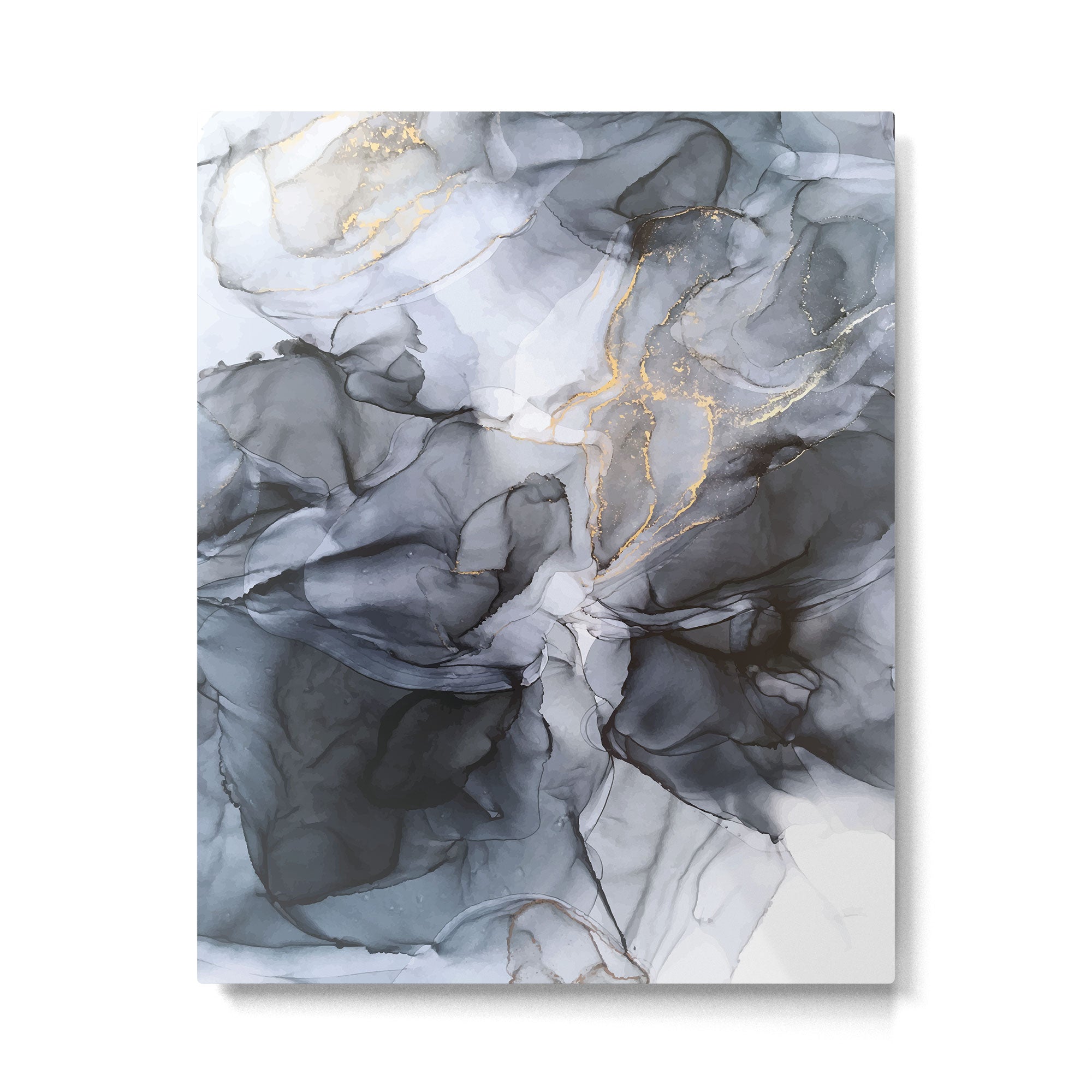 Calm but Dramatic Light Monochromatic Black & Grey Abstract Metal Print Gallery Image 4