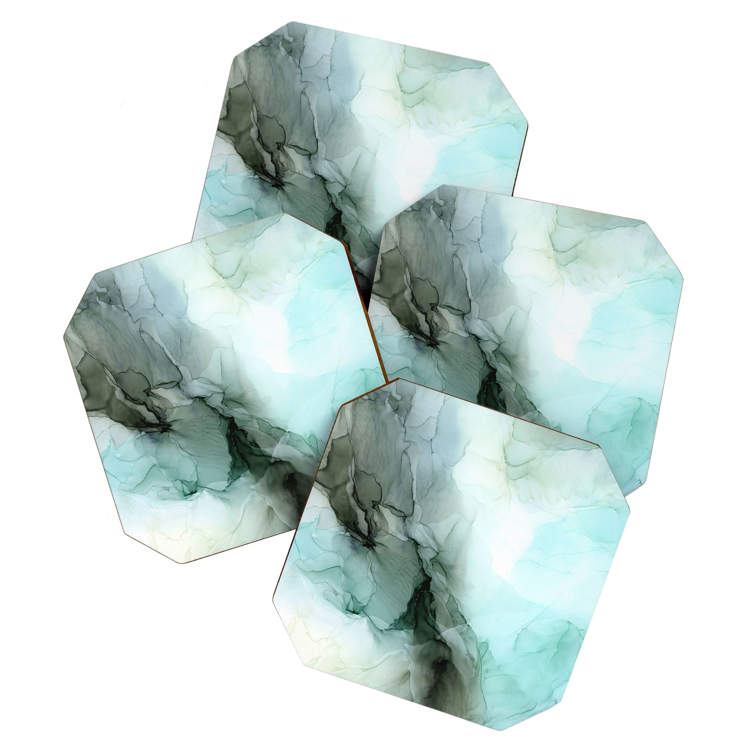 Calm Nature Inspired Abstract Flow Landscape Painting Coaster Gallery Image 1