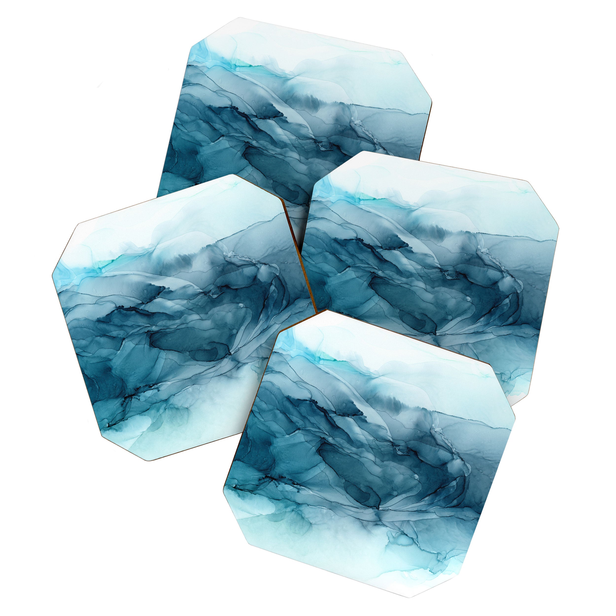 Calming Blue Ocean Flows Abstract Painting Coaster Gallery Image 1