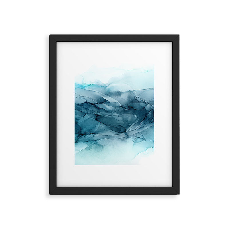 Calming Blue Ocean Flows Abstract Painting Framed Art Print Gallery Image 5