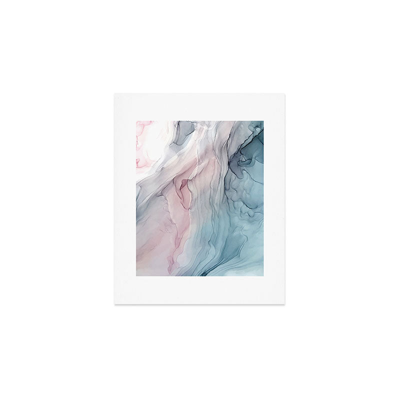 Calming Pastel Flow- Blush, grey and blue Art Print Gallery Image 1