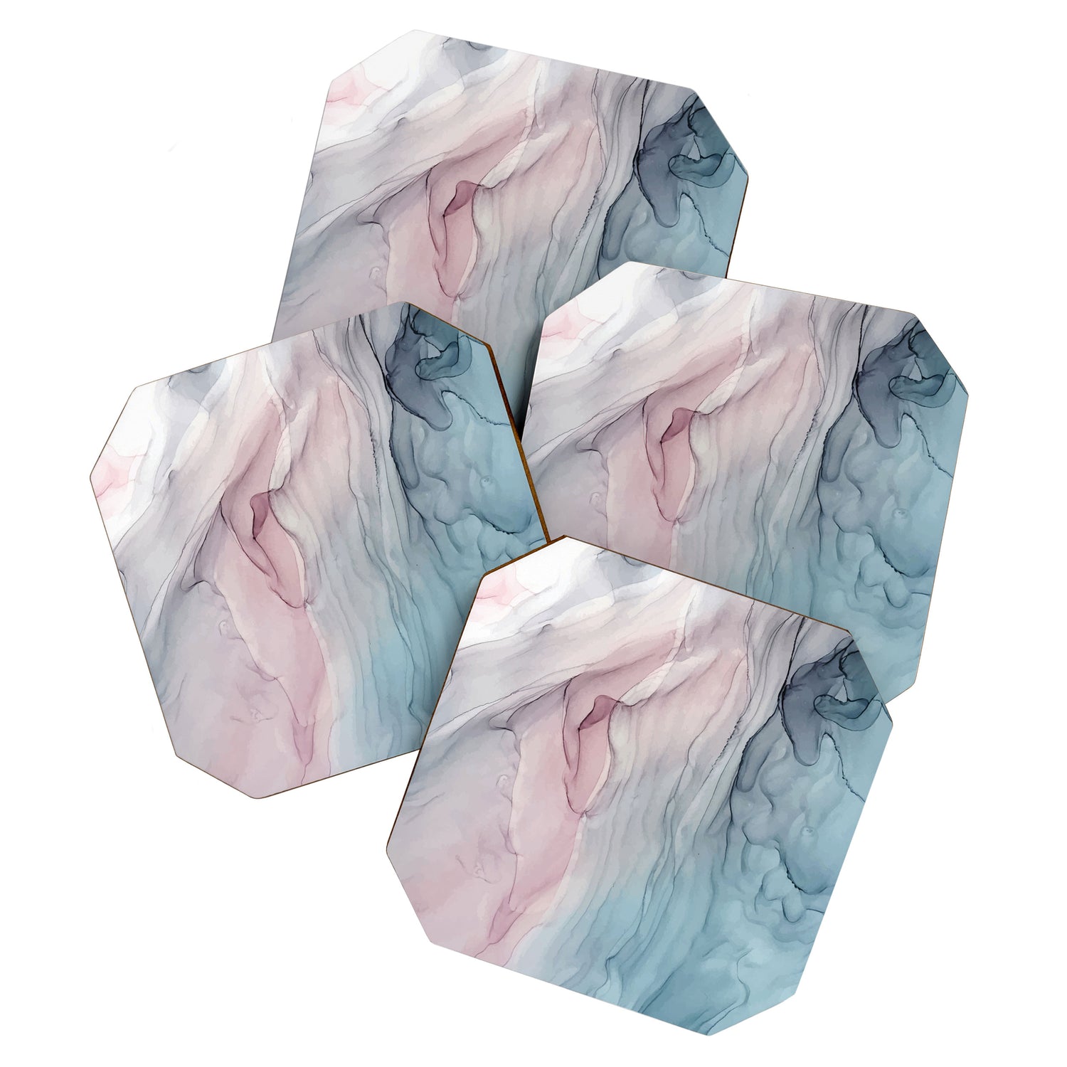 Calming Pastel Flow- Blush, grey and blue Coaster Gallery Image 1