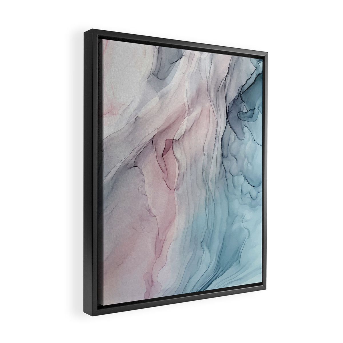 Calming Pastel Flow- Blush, grey and blue Framed Canvas Print Gallery Image 2