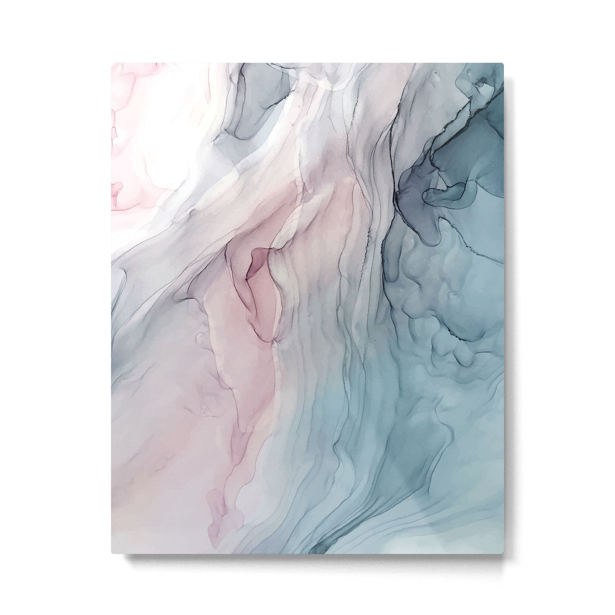 Calming Pastel Flow- Blush, grey and blue Metal Print Gallery Image 4