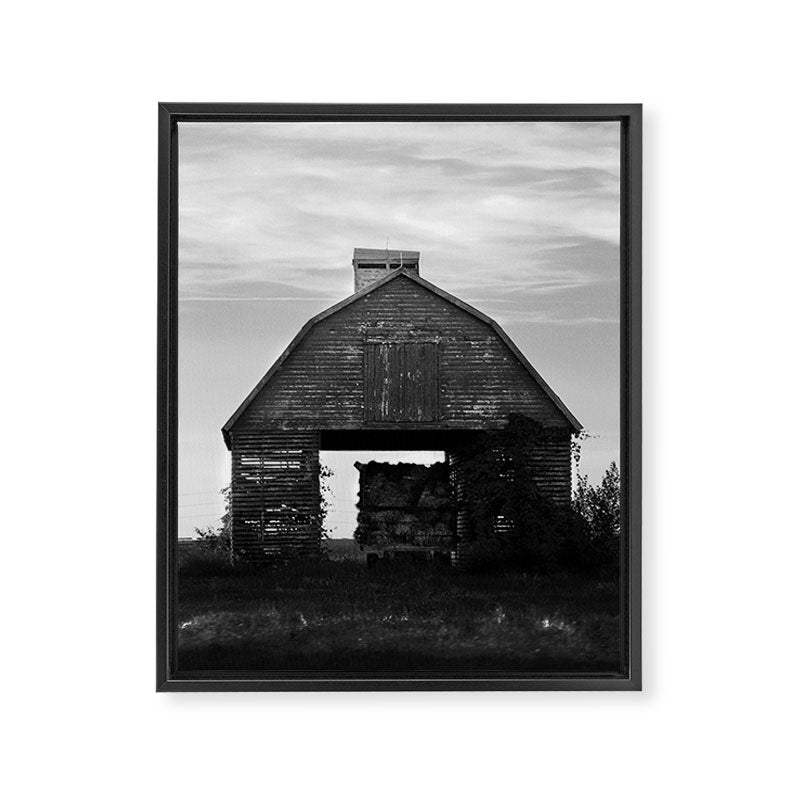 Country Corn Crib Black and White Farm Photography Framed Canvas Print Gallery Image 6
