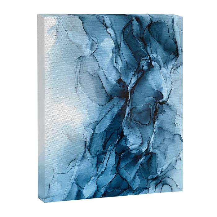 Deep Blue Flowing Water Abstract Painting Canvas Print Gallery Image 1