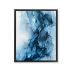 Deep Blue Flowing Water Abstract Painting Framed Canvas Print Gallery Image 6
