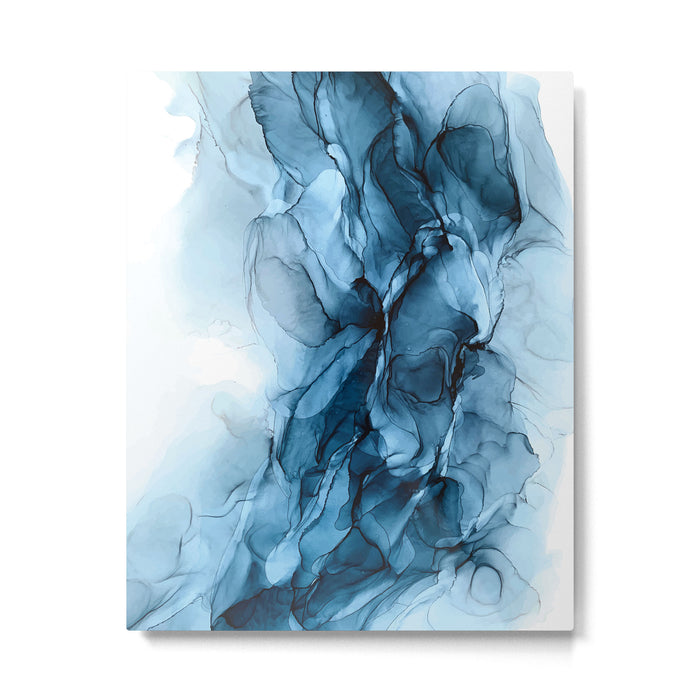 Deep Blue Flowing Water Abstract Painting Metal Print Gallery Image 1
