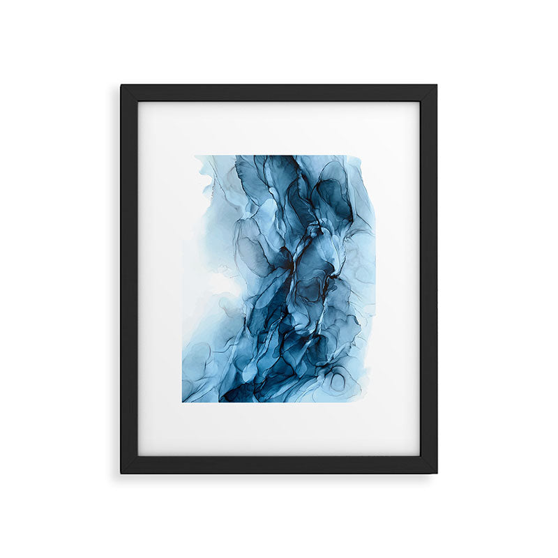 Deep Blue Flowing Water Abstract Painting Framed Art Print Gallery Image 5
