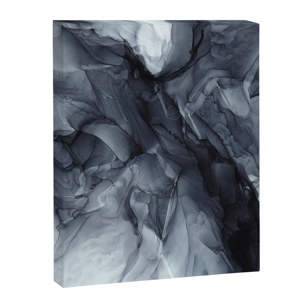 Gray Black Gradient Dramatic Flowing Abstract Painting Canvas Print Gallery Image 6