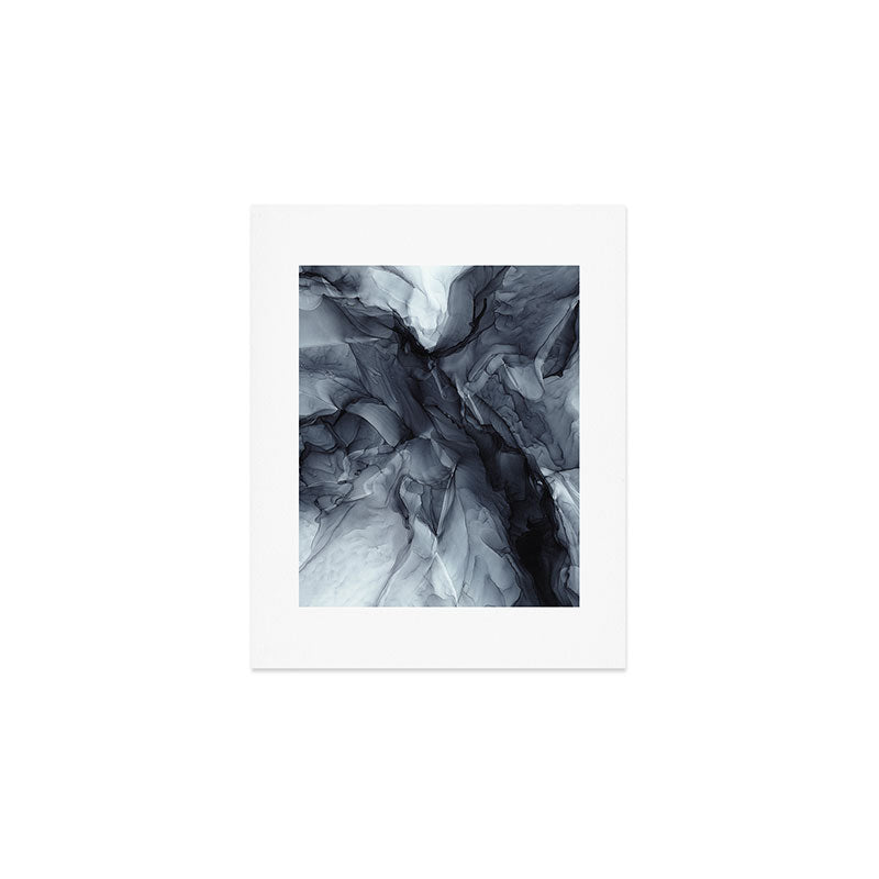 Gray Black Gradient Dramatic Flowing Abstract Painting Art Print Gallery Image 1