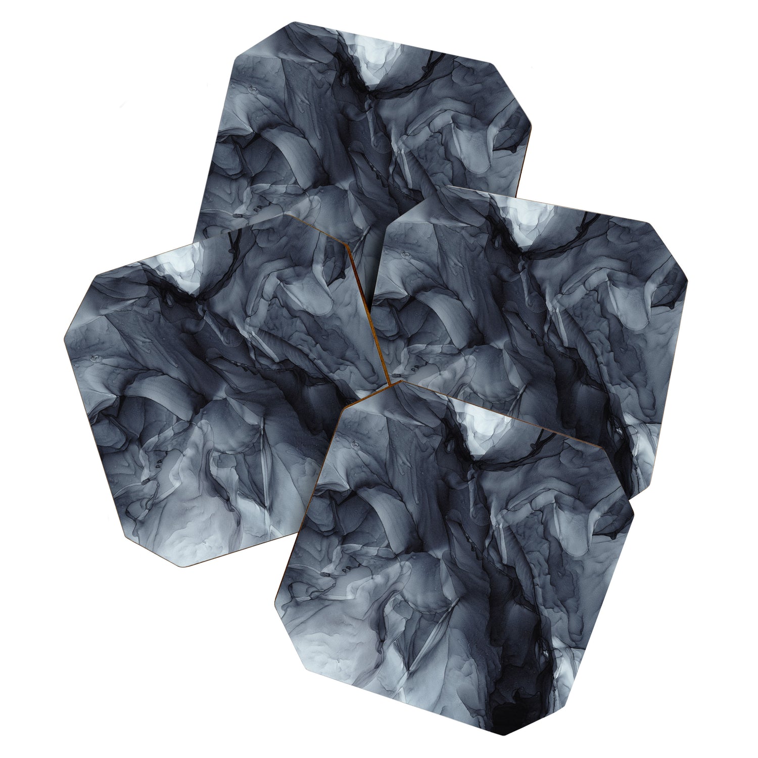 Gray Black Gradient Dramatic Flowing Abstract Painting Coaster Gallery Image 1