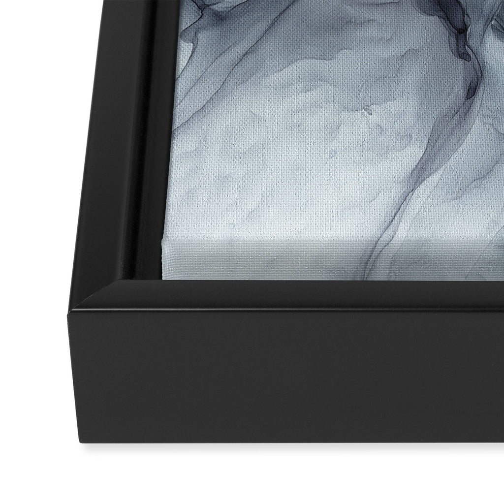 Gray Black Gradient Dramatic Flowing Abstract Painting Framed Canvas Print Gallery Image 3