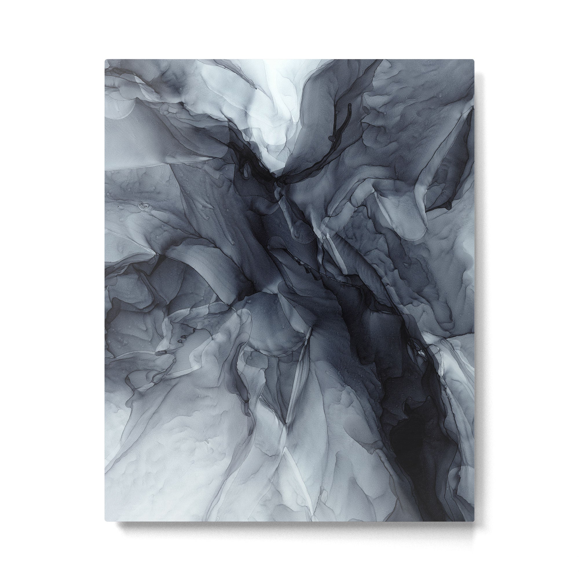 Gray Black Gradient Dramatic Flowing Abstract Painting Metal Print Gallery Image 4