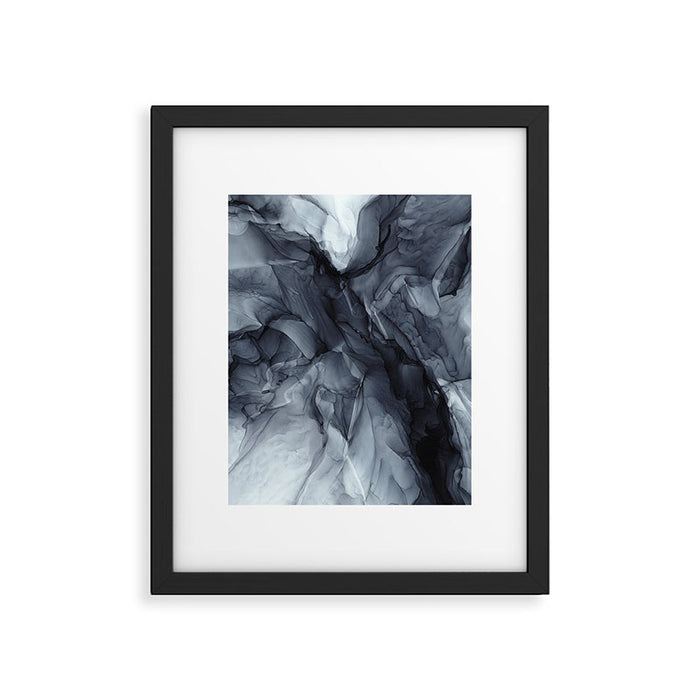 Gray Black Gradient Dramatic Flowing Abstract Painting Framed Art Print Gallery Image 1