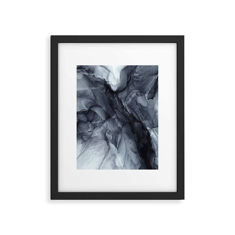 Gray Black Gradient Dramatic Flowing Abstract Painting Framed Art Print Gallery Image 5