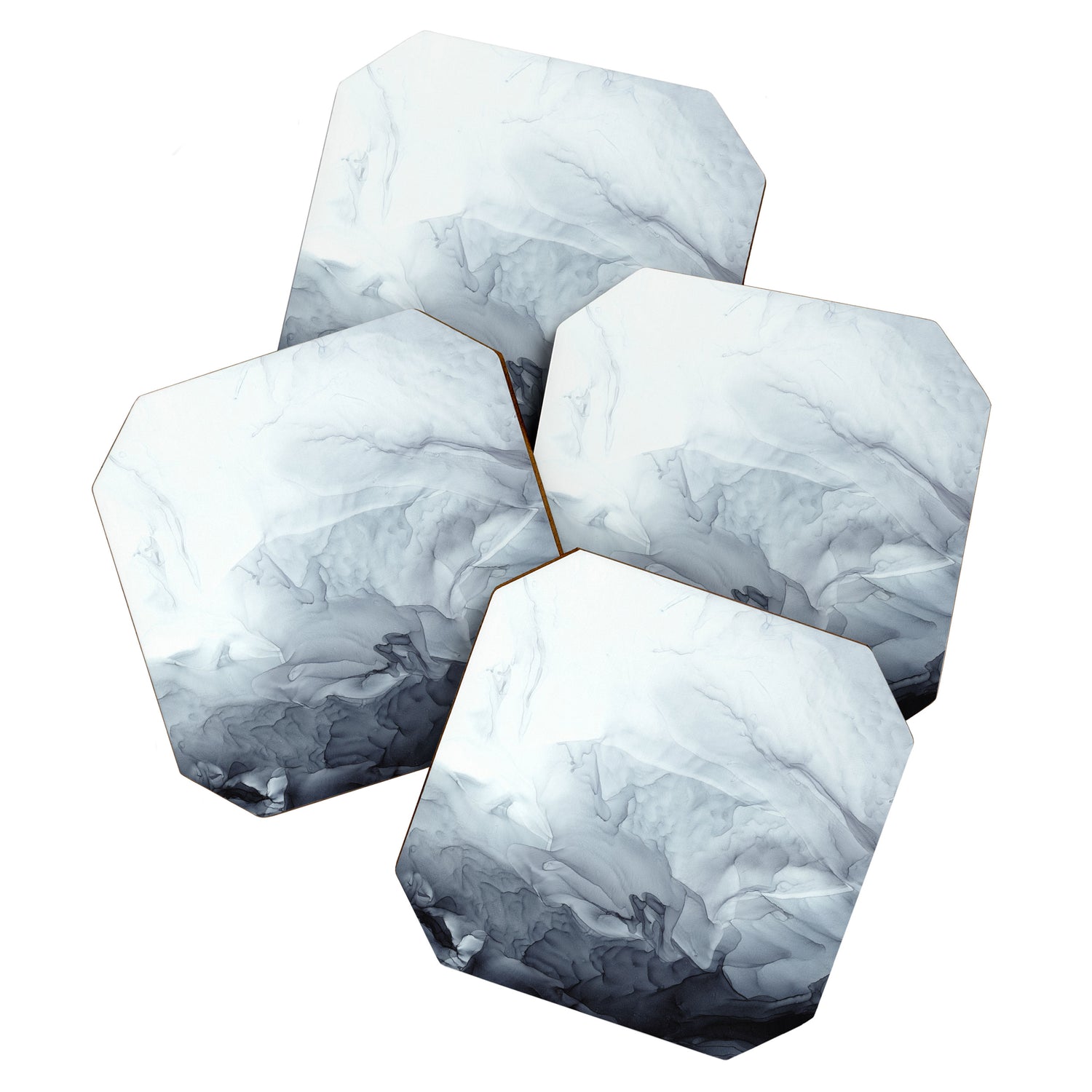 Gray Black Gradient Flowing Abstract Painting Coaster Gallery Image 1