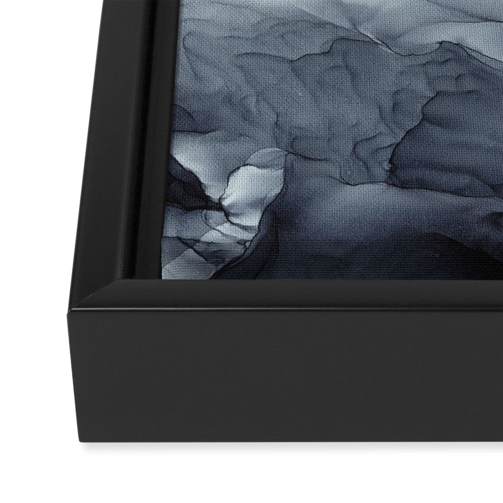 Gray Black Gradient Flowing Abstract Painting Framed Canvas Print Gallery Image 3