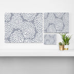 Grey and White Abstract Firework Flowers Canvas Print Gallery Image 3