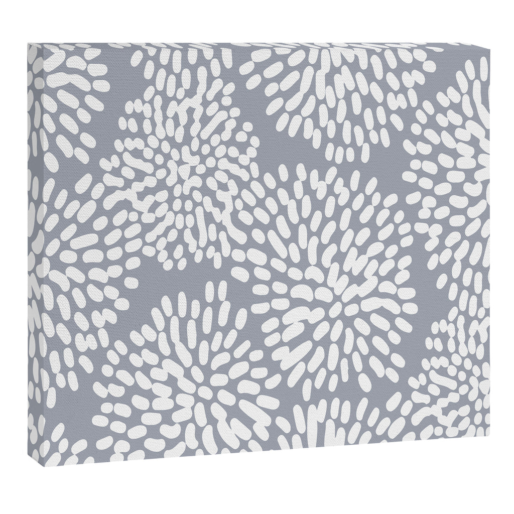 Grey and White Abstract Firework Flowers Canvas Print Gallery Image 6