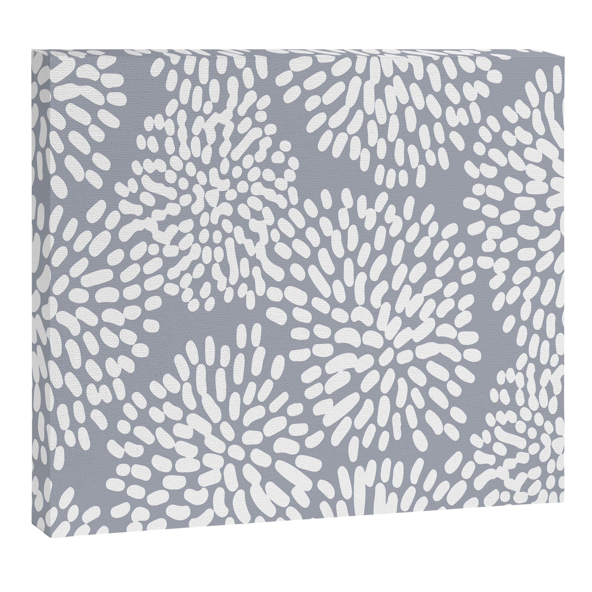 Grey and White Abstract Firework Flowers Canvas Print Gallery Image 6