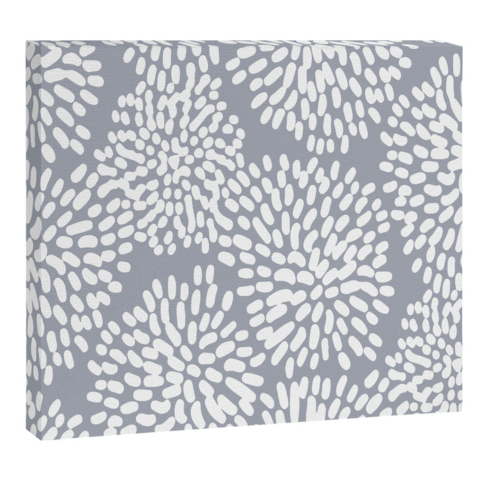 Grey and White Abstract Firework Flowers Canvas Print Gallery Image 1