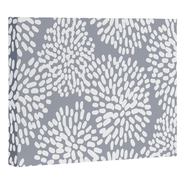 Grey and White Abstract Firework Flowers Canvas Print Gallery Image 1