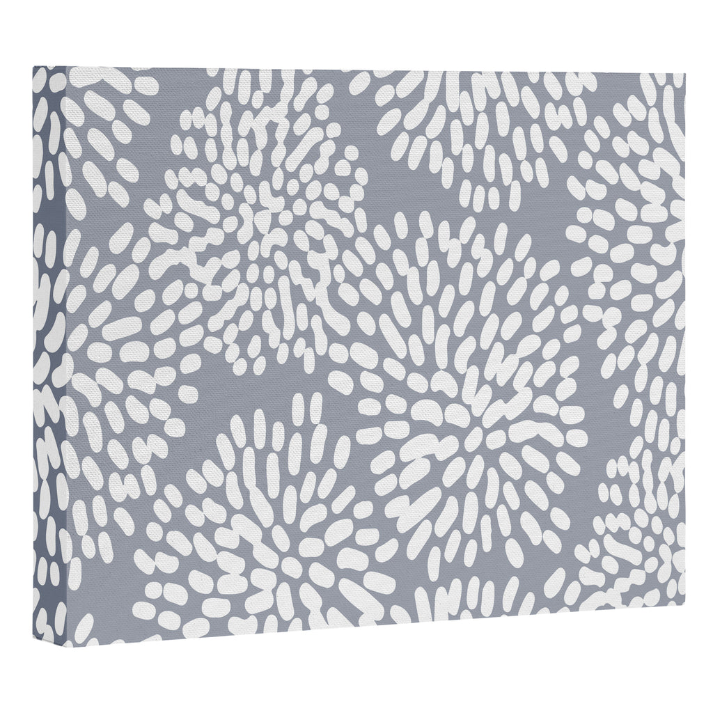 Grey and White Abstract Firework Flowers Canvas Print Gallery Image 3