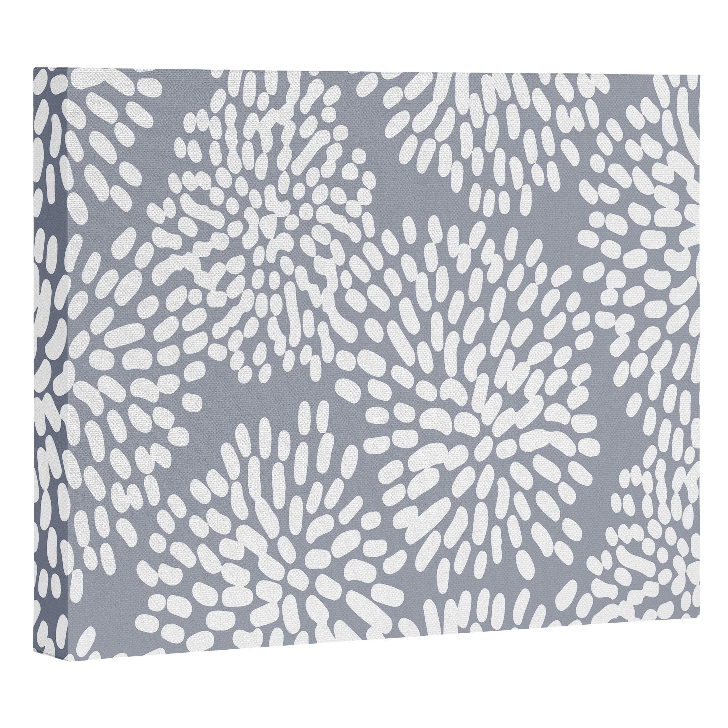 Grey and White Abstract Firework Flowers Canvas Print Gallery Image 3
