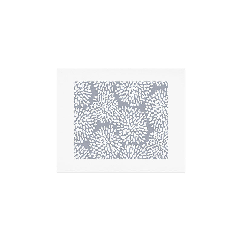 Grey and White Abstract Firework Flowers Art Print Gallery Image 1