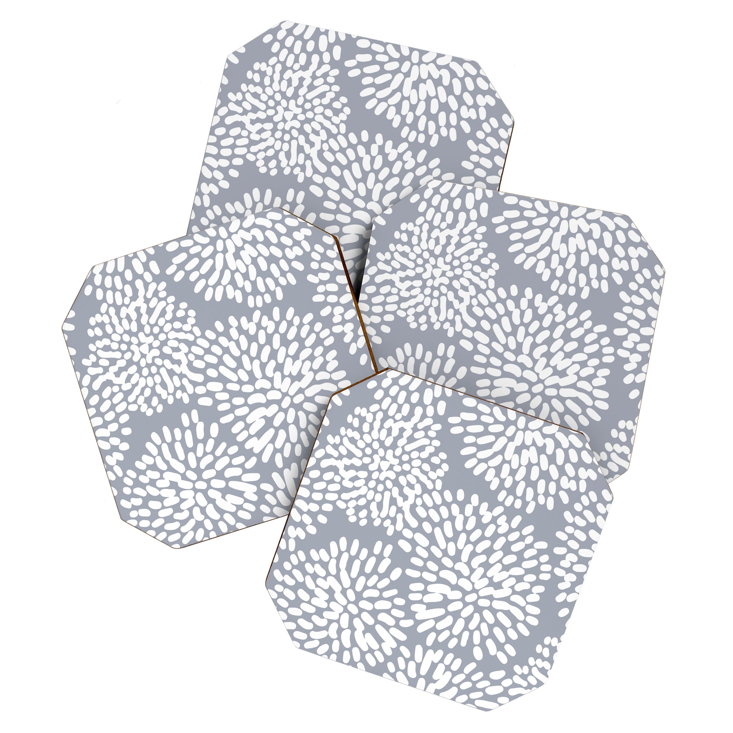 Grey and White Abstract Firework Flowers Coaster Gallery Image 1