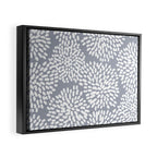 Grey and White Abstract Firework Flowers Framed Canvas Print Gallery Image 2