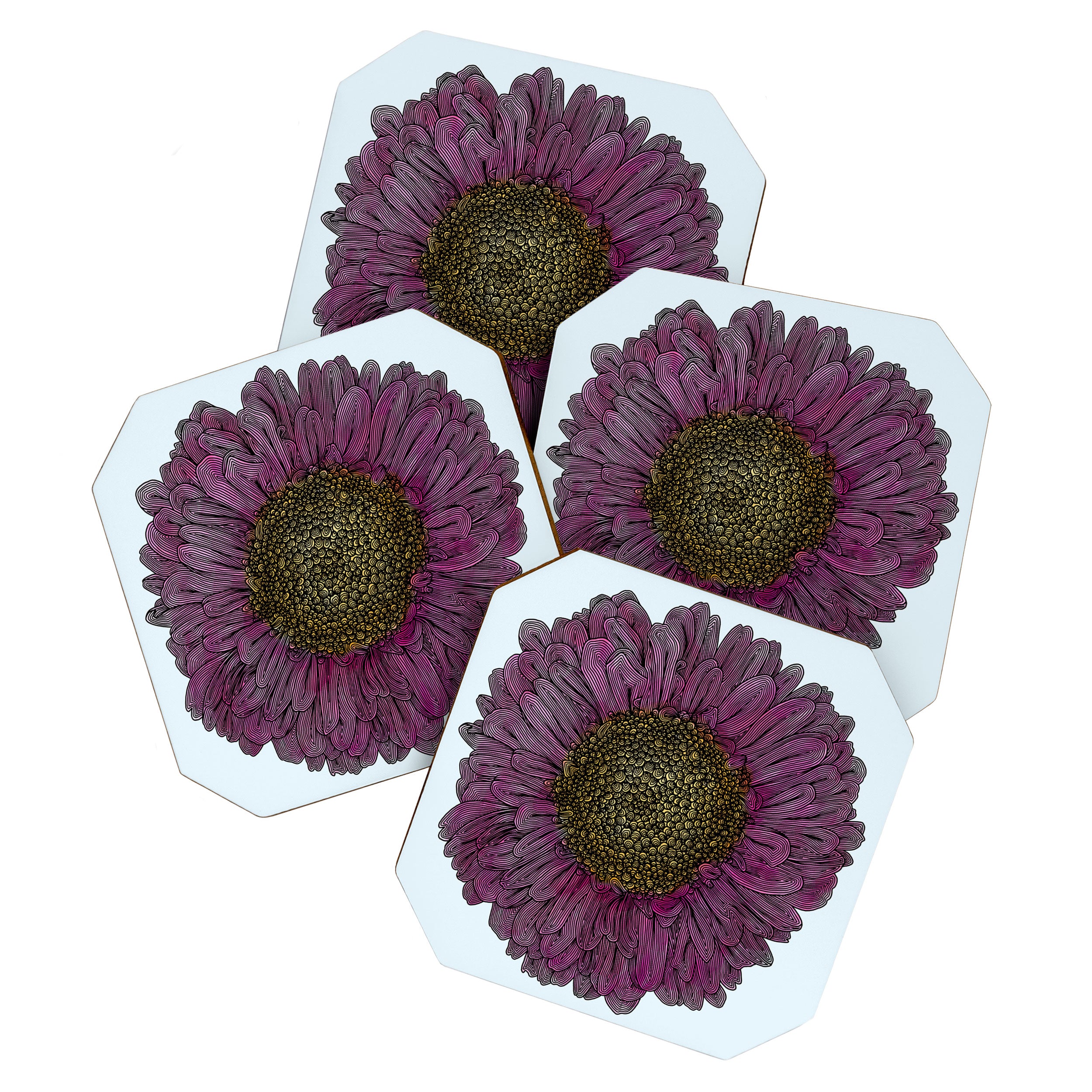 Pink Flower Drawing/ Illustration Coaster Gallery Image 1
