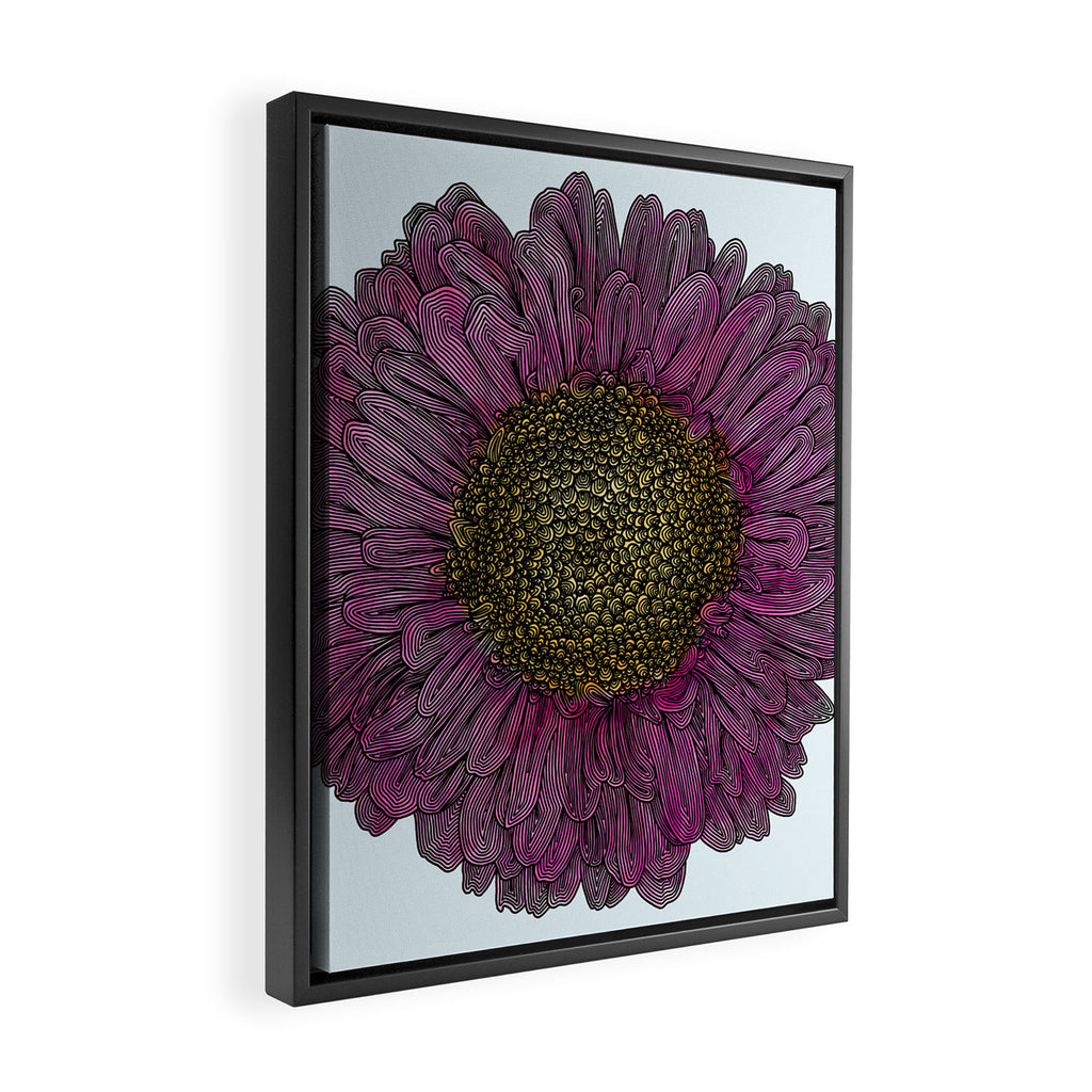 Pink Flower Drawing/ Illustration Framed Canvas Print Gallery Image 2