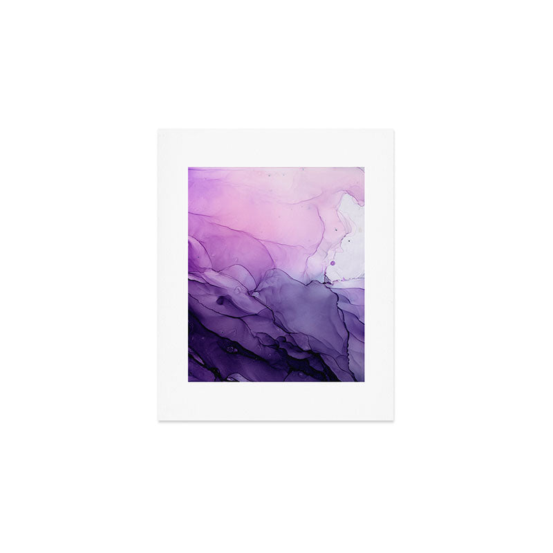 Purple Amethyst Crystal Inspired Abstract Flow Painting Art Print Gallery Image 1