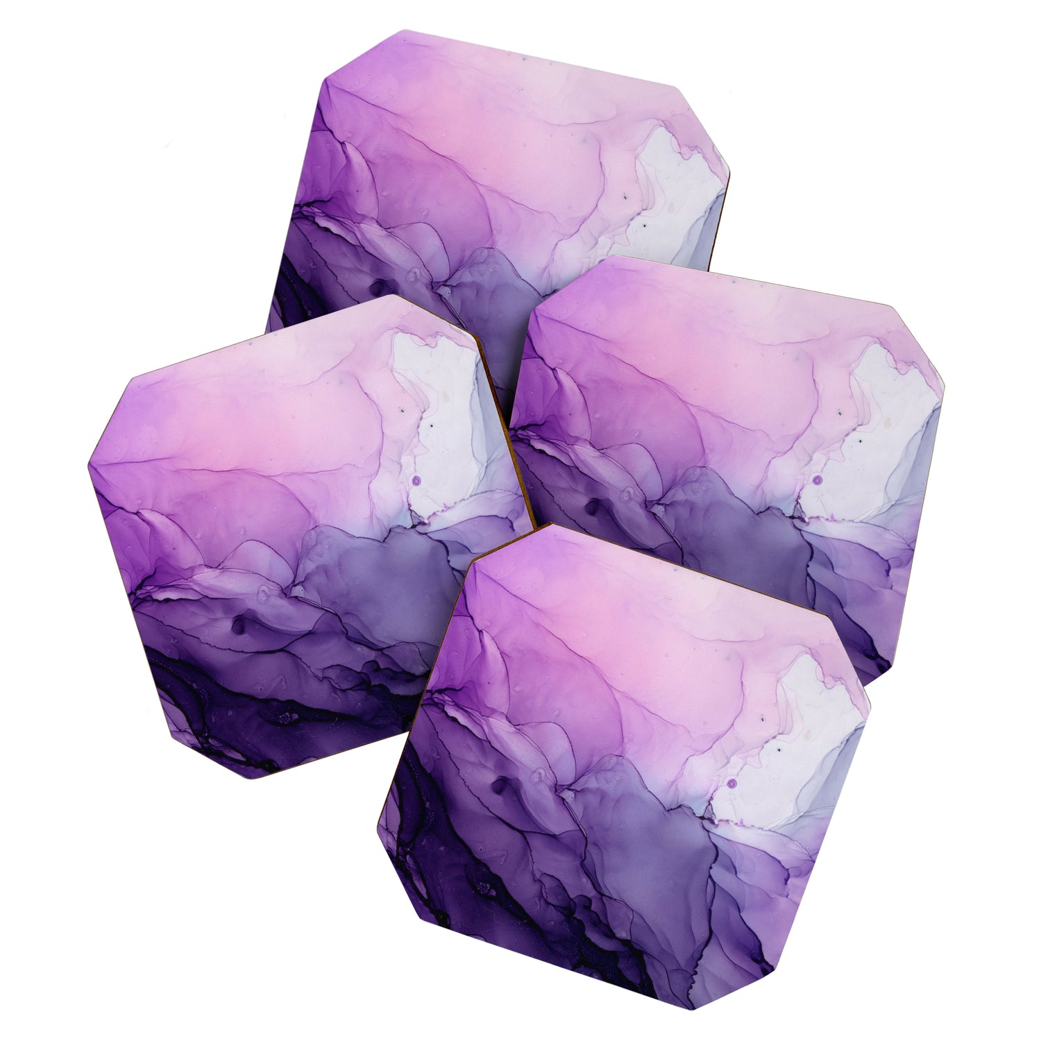 Purple Amethyst Crystal Inspired Abstract Flow Painting Coaster Gallery Image 1