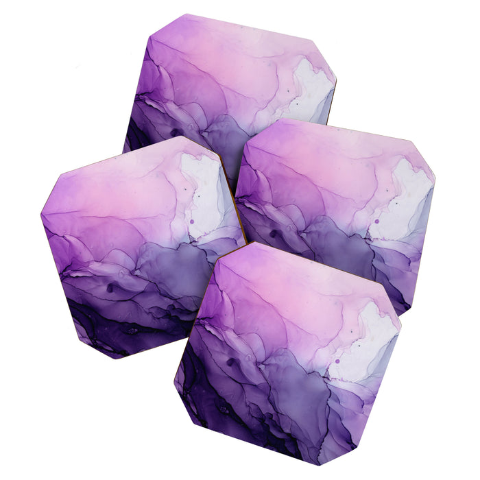 Purple Amethyst Crystal Inspired Abstract Flow Painting Coaster Gallery Image 1