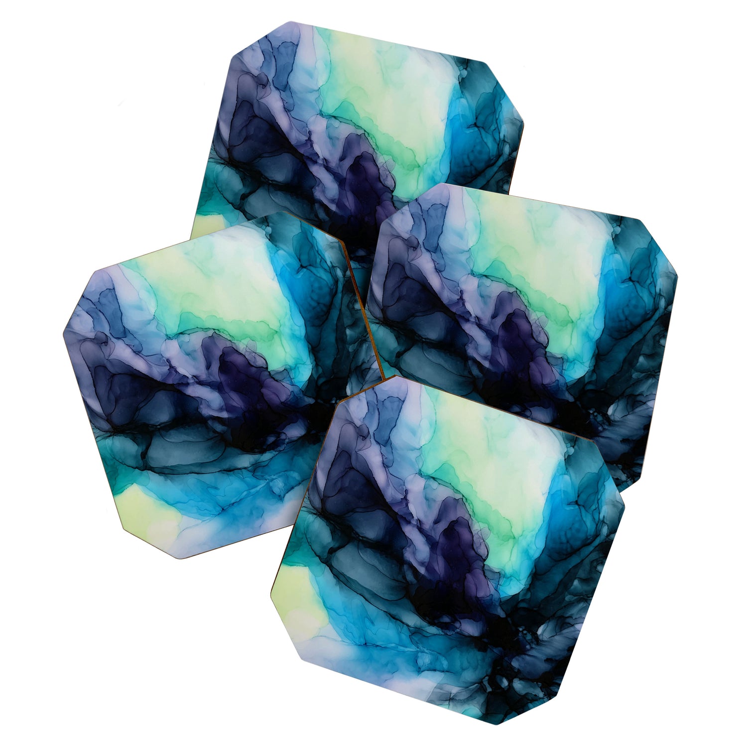 Sweet Pea Pastel Abstract Chaos | Calming Fluid Art Coaster Gallery Image 1