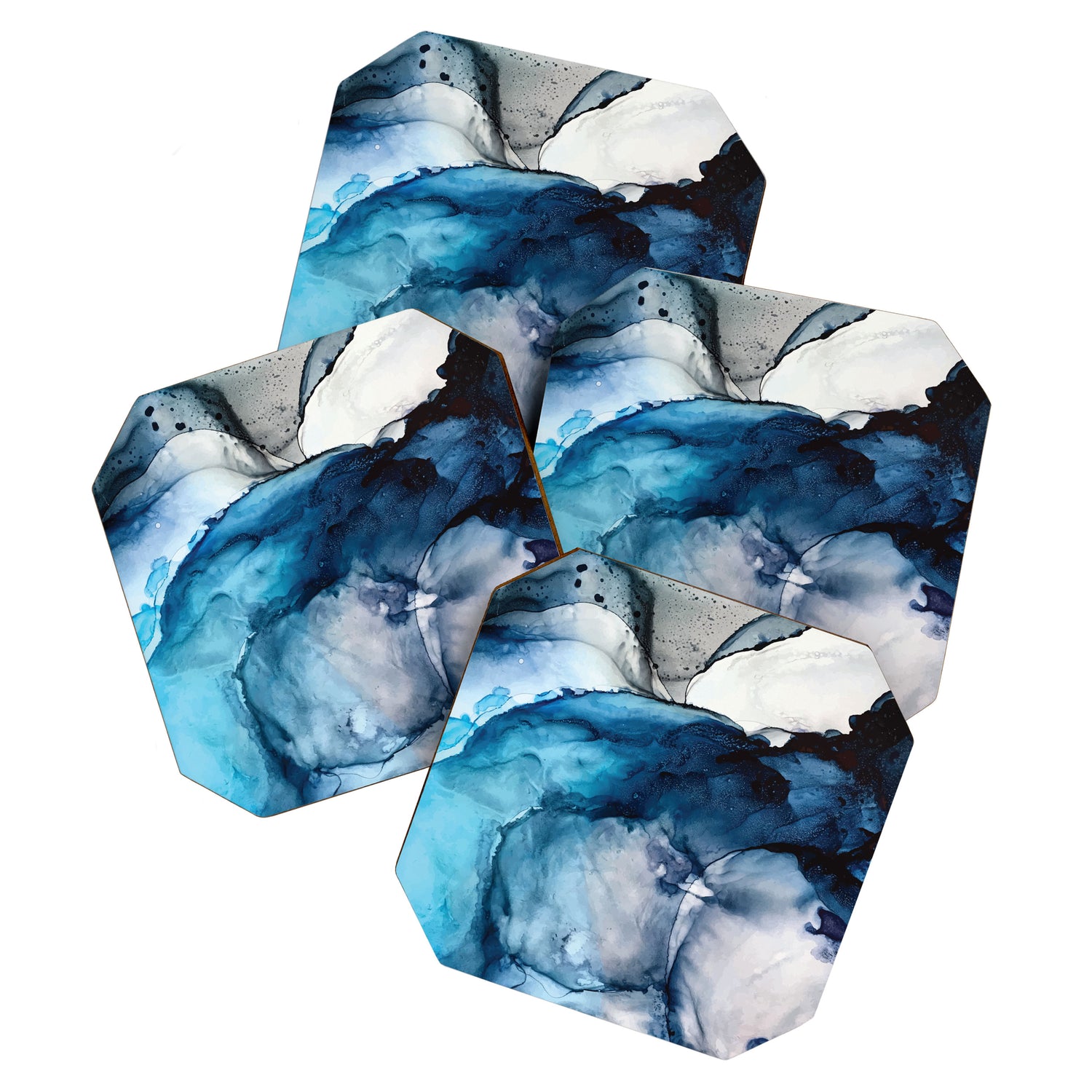 White Sand Blue Sea - Alcohol Ink Painting Coaster Gallery Image 1